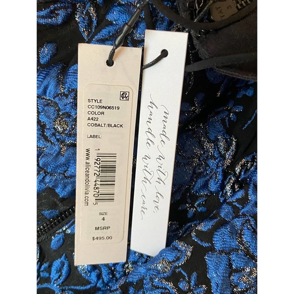 Alice + Olivia Kendra Floral Mini Dress Blue 4 - Picture 9 of 13